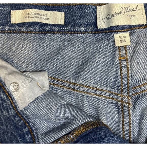 Universal Thread Relaxed Wide Leg Jeans Womens 4 High Rise Lightweight Denim - Picture 6 of 8